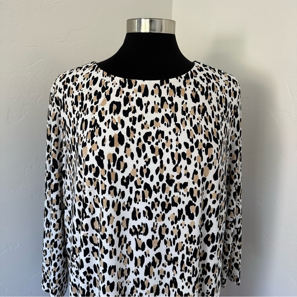 Chico's Animal-Print Shift Midi Dress Stretch Boho Size 16/18P - Picture 4 of 11